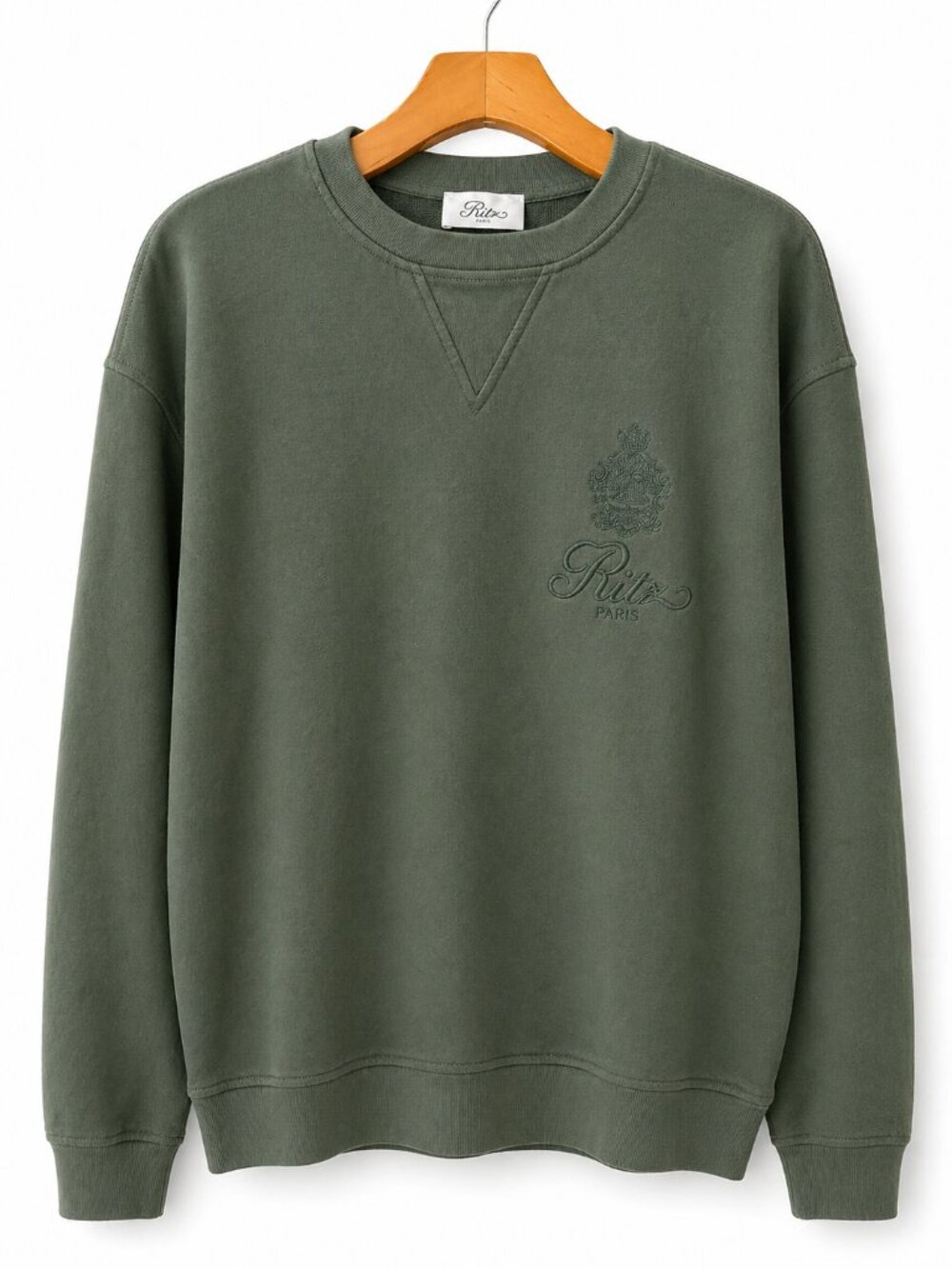 FRAME x Ritz Paris Unisex Crewneck Sweatshirt NWT Hunter Green Medium